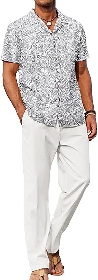 COOFANDY Men 2 Piece Linen Outfit